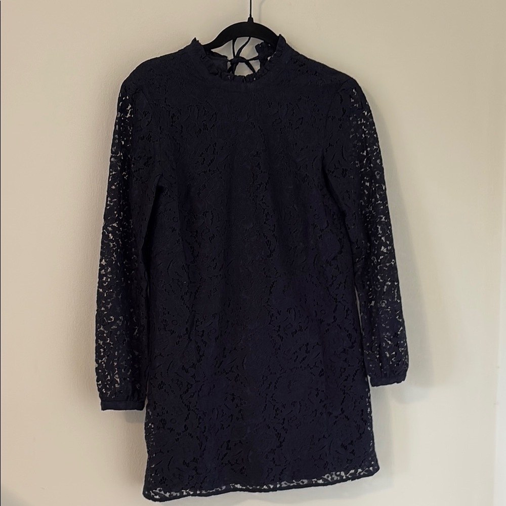 Elegant Sézane Navy Blue Lace Dress